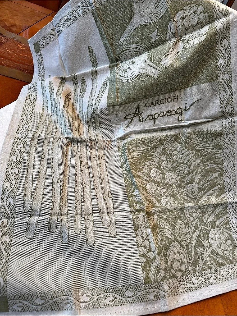 Le Telerie Toscane Aproposi Floral Cotton Hand Towel in Green & White NWT